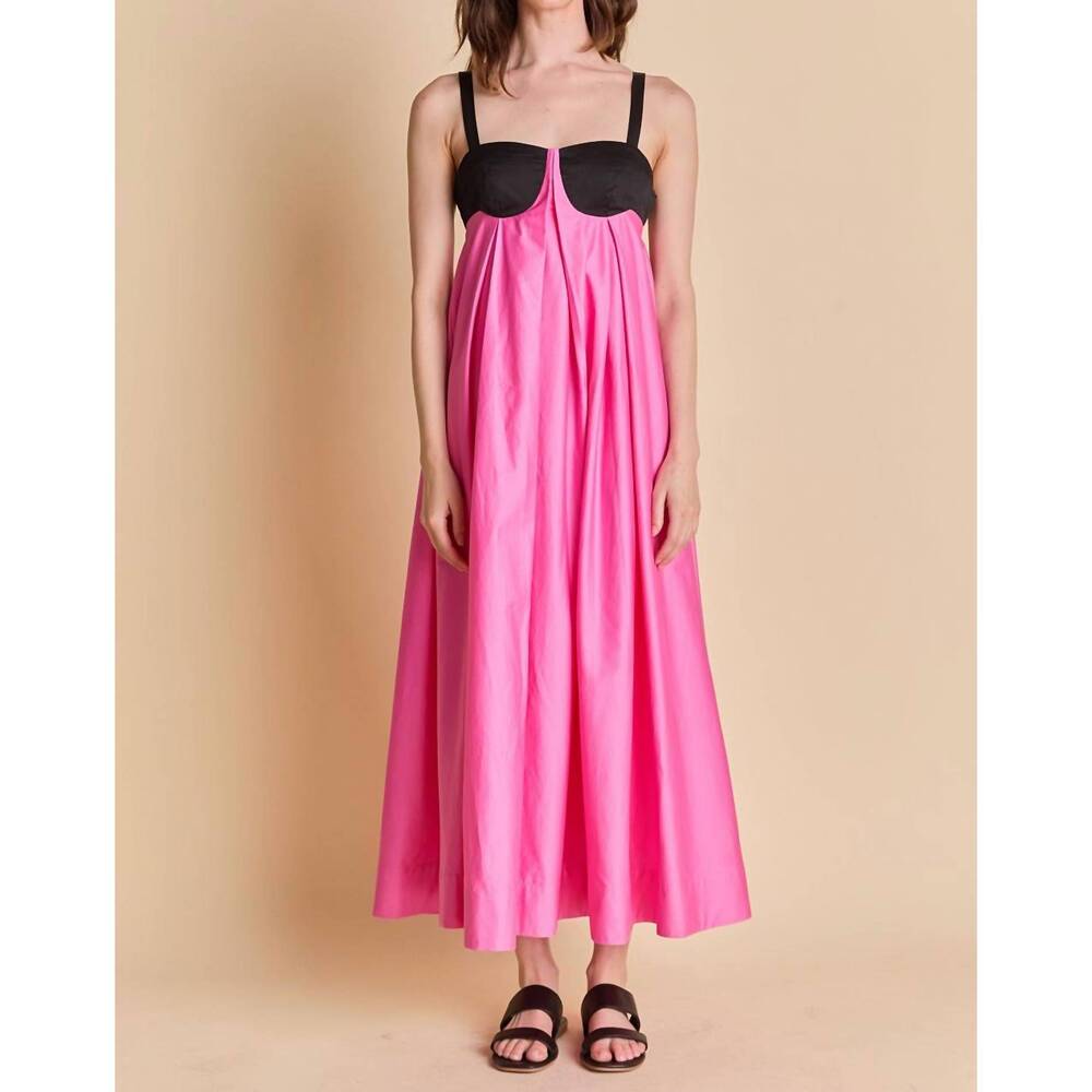 NEW LA'VEN contrast open back maxi dress in pink/black